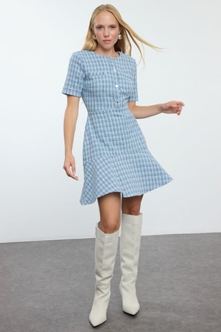 Vestido evasé de tweed - Índigo