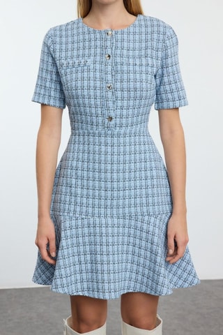 Vestido evasé de tweed - Índigo