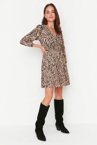 Vestido evasé - Marrón