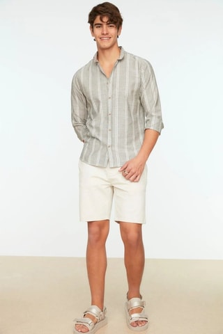 Camisa slim fit - Caqui