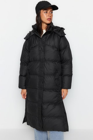 Anorak largo con capucha - Negro