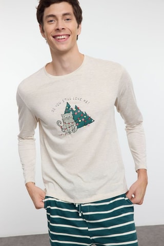 Pijama - Beige y verde