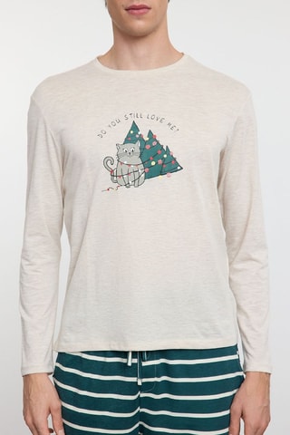 Pijama - Beige y verde