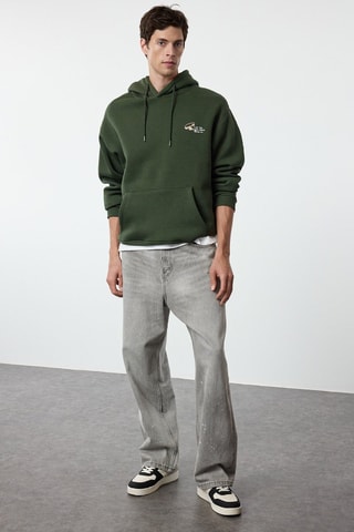 Sudadera oversize con capucha - Caqui