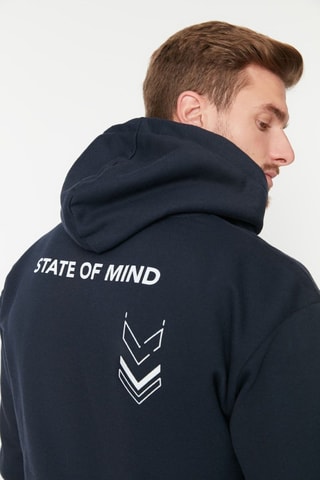 Sudadera relaxed fit con capucha - Azul marino