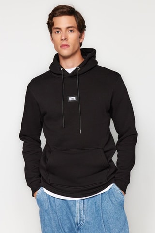 Sudadera regular fit con capucha - Negro