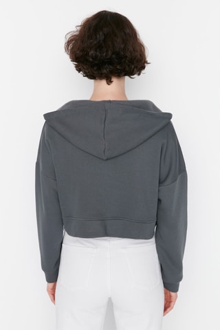 Sudadera corta con capucha - Antracita