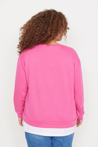Sudadera efecto doble prenda - Fucsia