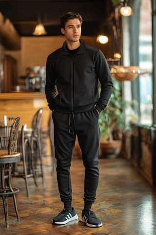 Sudadera regular fit y jogging - Negro