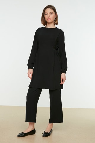 Túnica y pantalón wide leg - Negro