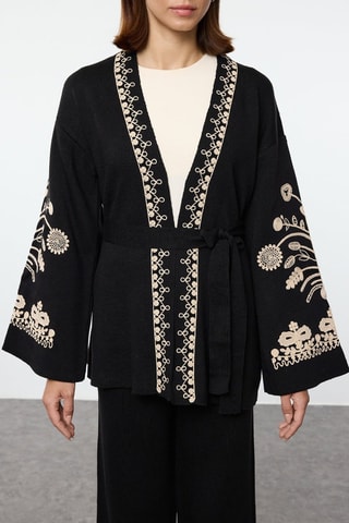 Cárdigan largo y pantalón - Negro