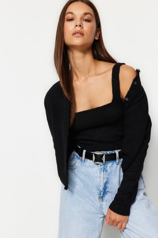 Cárdigan y crop top - Negro