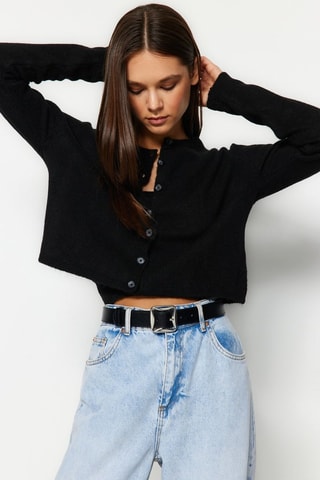 Cárdigan y crop top - Negro