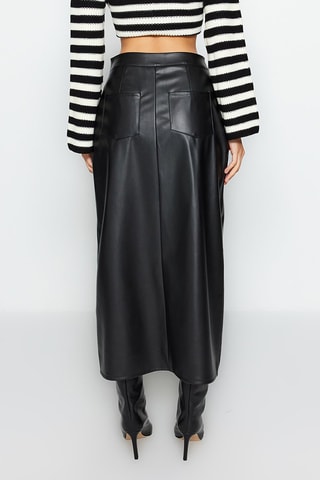 Falda recta de talle alto - Negro