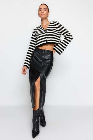 Falda recta de talle alto - Negro