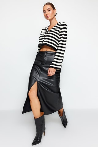 Falda recta de talle alto - Negro