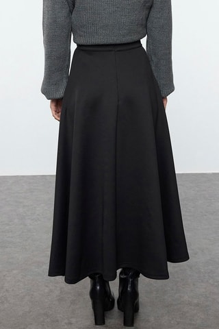 Falda midi de talle alto - Negro