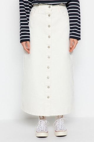 Falda larga de talle alto - Blanco