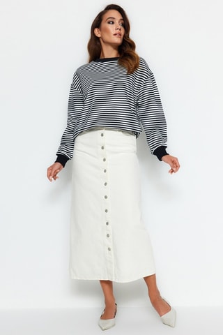 Falda larga de talle alto - Blanco