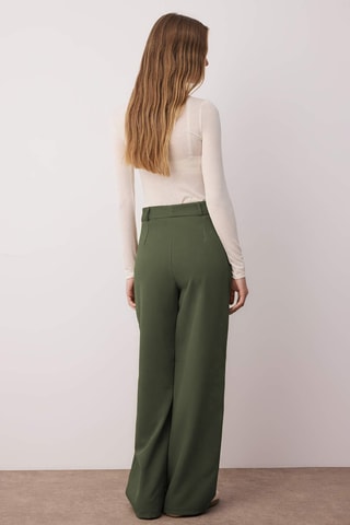 Pantalón wide leg de tiro alto - Caqui