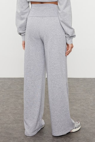 Pantalón wide leg de tiro alto - Gris