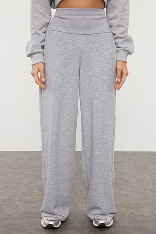 Pantalón wide leg de tiro alto - Gris