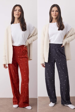 2 pantalones de pijama - Negro y rojo teja