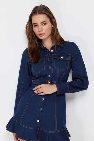 Vestido camisero vaquero - Azul oscuro