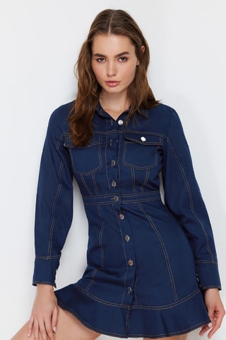 Vestido camisero vaquero - Azul oscuro