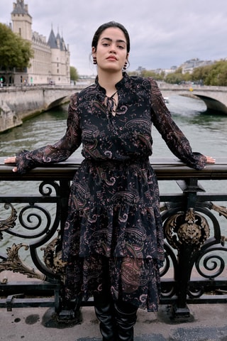 Vestido avolantado - Negro