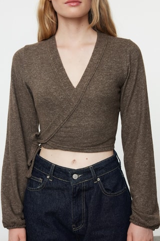 Crop top cruzado - Marrón