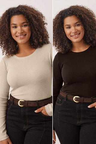 2 blusas - Beige y marrón