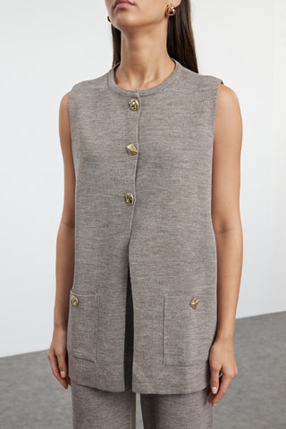 Chaleco y pantalón wide leg - Topo