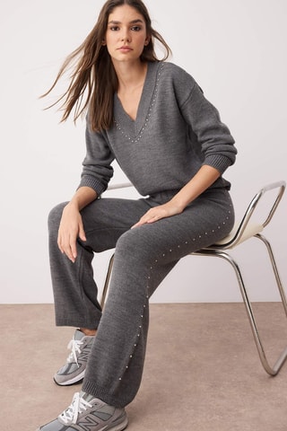 Jersey y pantalón wide leg - Antracita