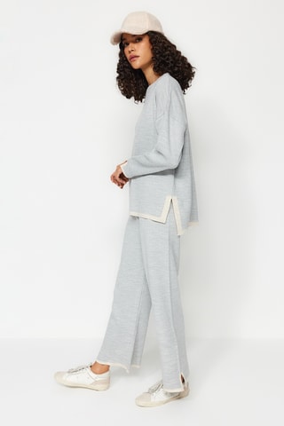 Jersey y pantalón wide leg - Gris claro