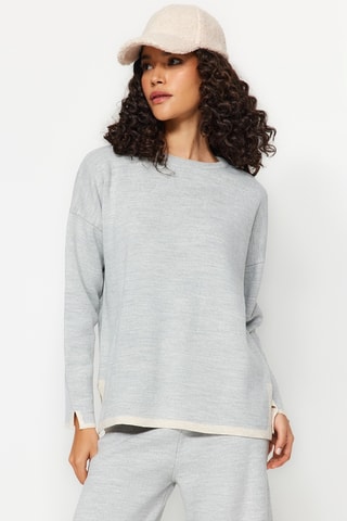 Jersey y pantalón wide leg - Gris claro