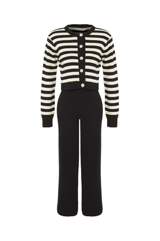 Cárdigan y pantalón de tiro alto - Negro