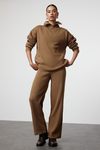 Jersey y pantalón wide leg - Topo