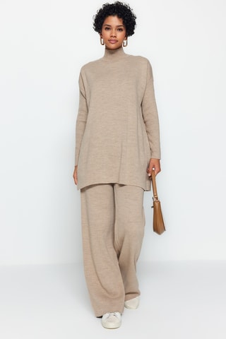 Jersey y pantalón wide leg - Topo