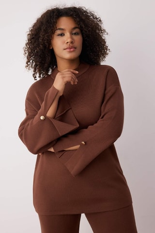 Jersey y pantalón wide leg - Marrón