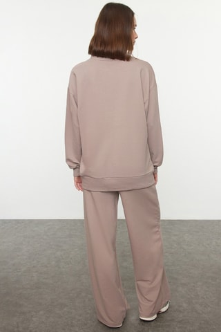 Sudadera y pantalón wide leg - Topo