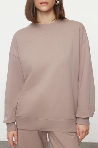 Sudadera y pantalón wide leg - Topo