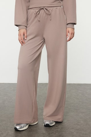 Sudadera y pantalón wide leg - Topo