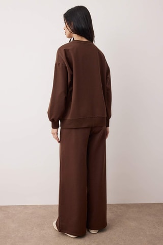 Sudadera relaxed fit y pantalón wide leg - Marrón