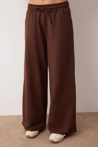 Sudadera relaxed fit y pantalón wide leg - Marrón