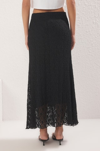Falda larga de encaje - Negro