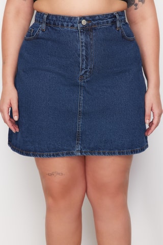 Falda recta vaquera - Azul marino