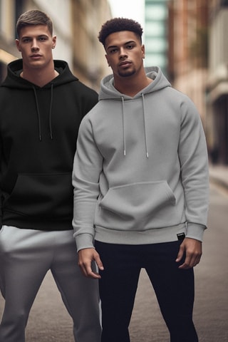 2 sudaderas regular fit - Negro y gris claro