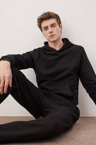 Sudadera regular fit con capucha - Negro