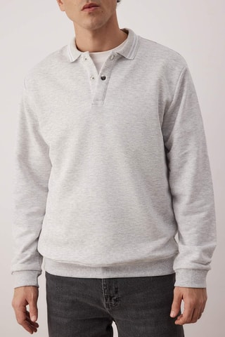 Sudadera regular fit - Gris claro jaspeado